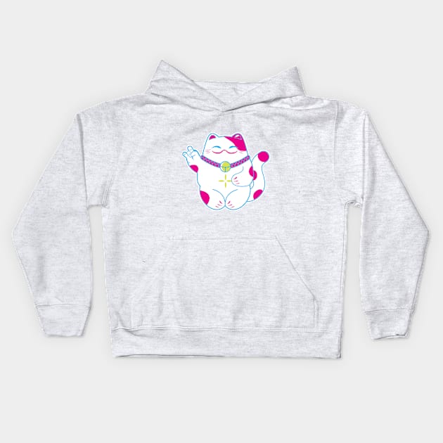 Lucky Neko Kids Hoodie by BigHootchie's Super Art Emporium